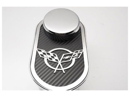 American Car Craft (ACC) 1997-2004 C5 Corvette-Master Cylinder Cover,Carbon Fiber Crossed Flags