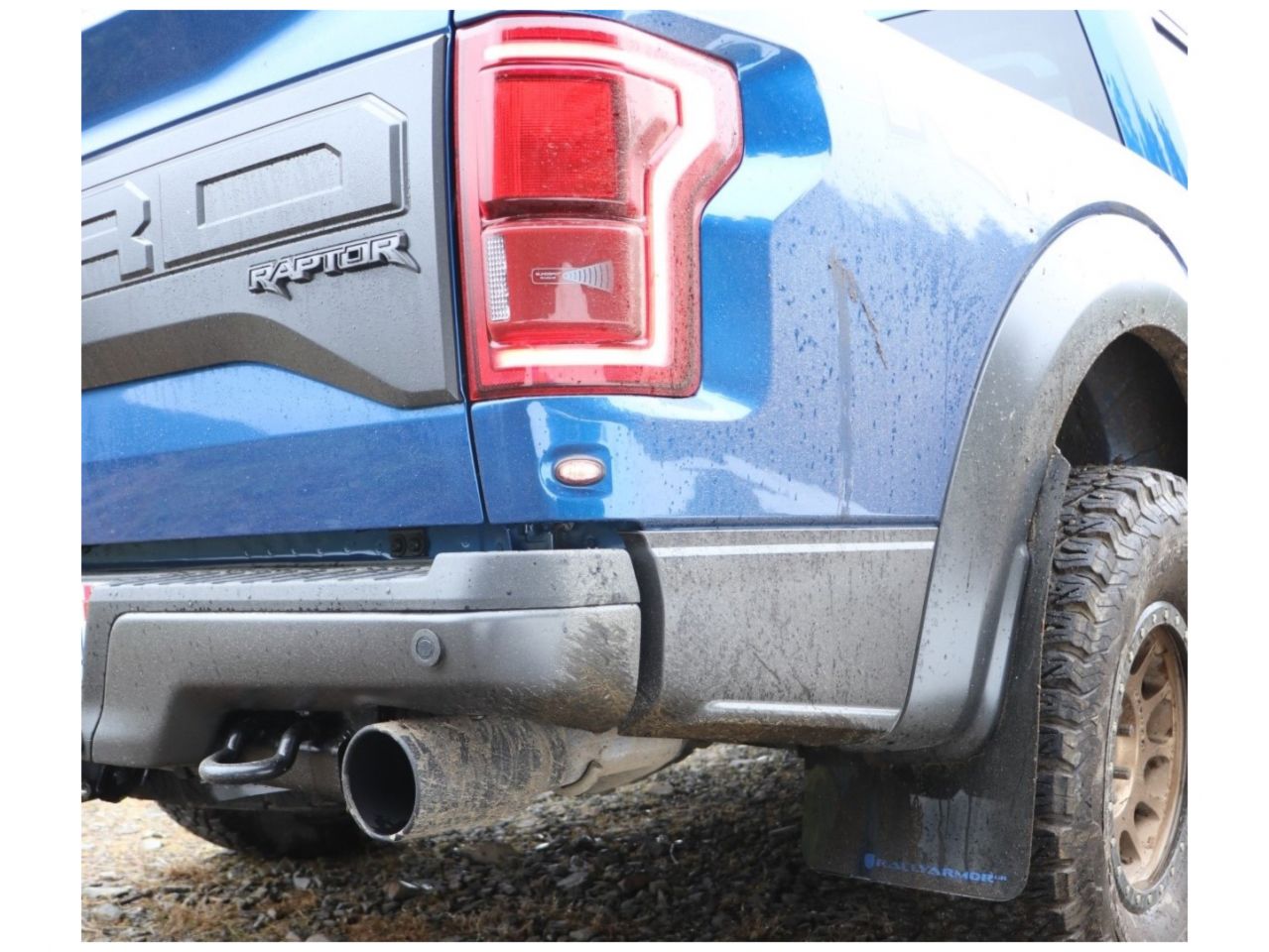 Rally Armor 17-19 Ford F-150 Raptor UR Black Mud Flap w/ Blue Logo