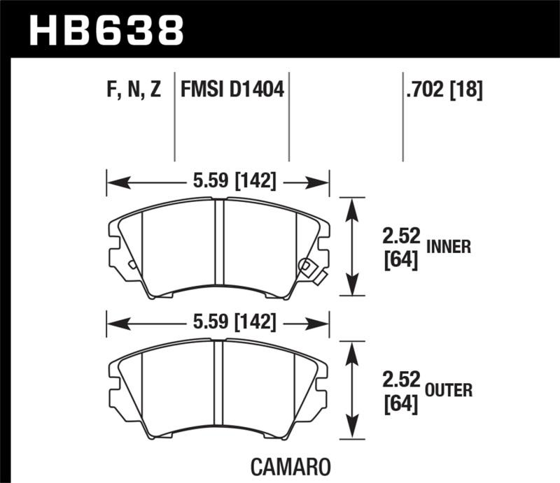 Hawk 10-15 Chevrolet Camaro HPS 5.0 Front Brake Pads HB638B.702 Main Image