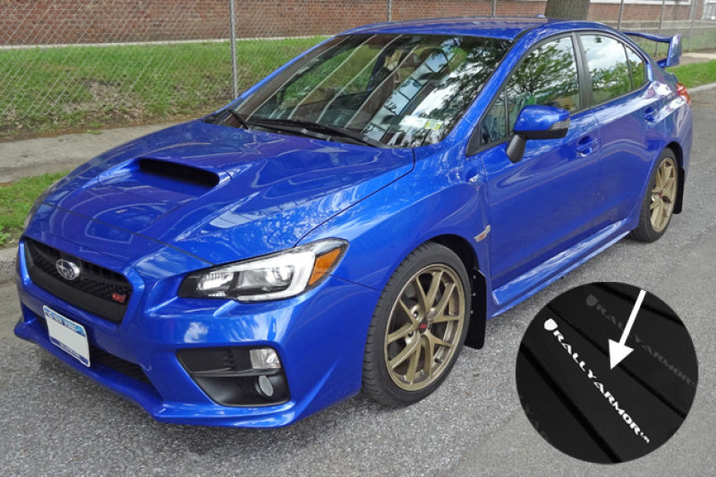 Rally Armor 15+ Subaru Wrx & Sti Sedan Only Ur Black Mud Flap w/ White Logo