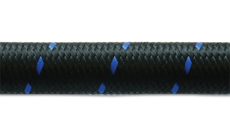 Vibrant 10ft Roll of Black Blue Nylon Braided Flex Hose; AN Size: -4; Hose ID: