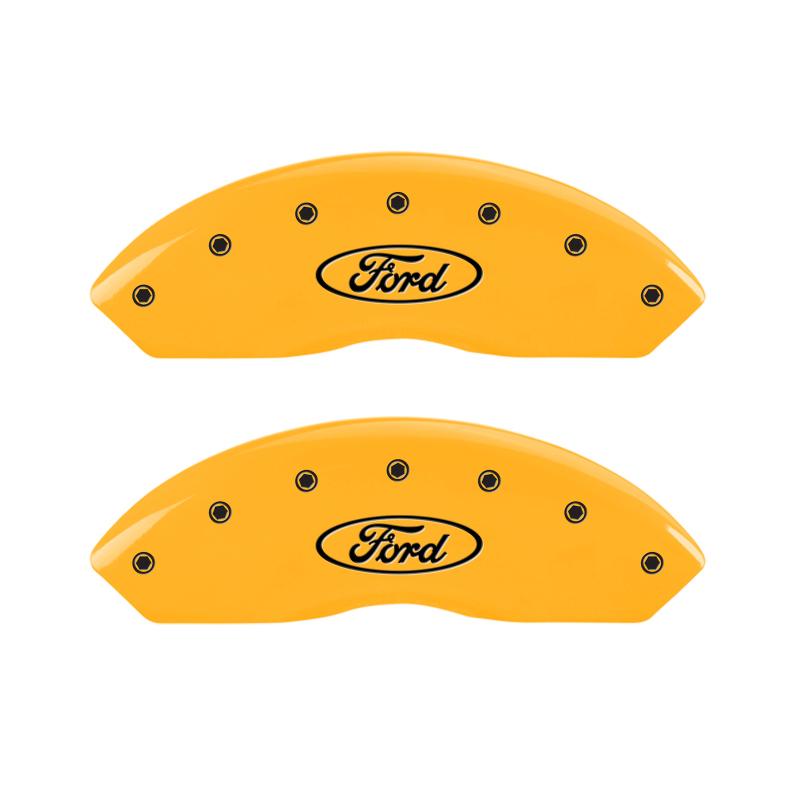 MGP 4 Caliper Covers Engraved F & R Oval Logo/Ford Yellow Finish Black Char 2000 Ford Expedition 10024SFRDYL Main Image