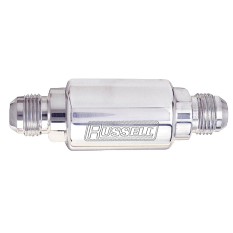 Russell -8 AN x 3/8 inch Male NPT Competition Fuel Filter (Polished Finish)