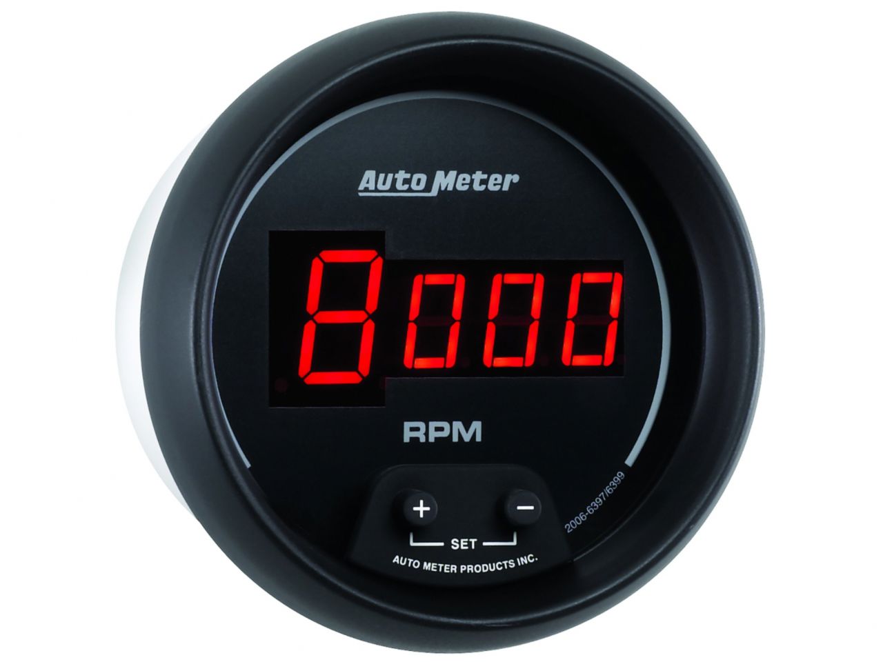 Autometer Gauge, Tach, 3 3/8", 10k Rpm, In-Dash, Digital, Black Dial w/ Red Led