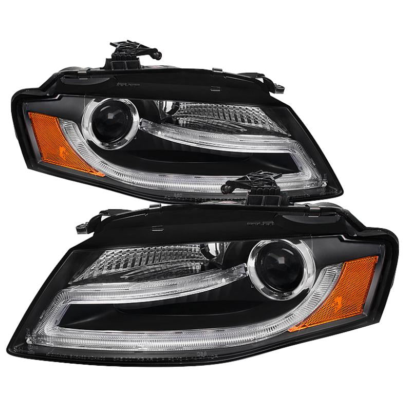 Spyder Audi A4 09-12 Projector Headlights Halogen Model Only - DRL LED Black PRO-YD-AA408-DRL-BK 5081544 Main Image