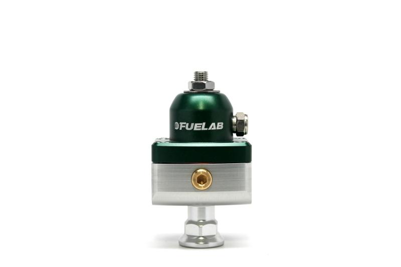 Fuelab 575 Carb Adjustable Mini FPR Blocking 4-12 PSI (1) -6AN In (2) -6AN Out - Green 57501-6 Main Image