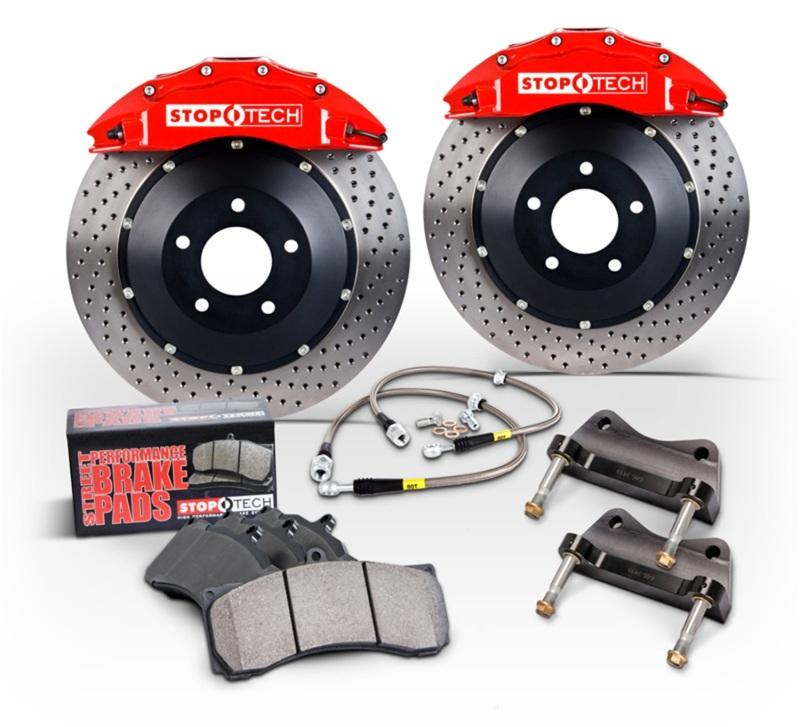 StopTech 06-10 BMW M5 E60 Rear BBK w/Trophy ST-41 Calipers Drilled 380x32 Rotor Pads and SS Lines 83.153.0058.R2 Main Image