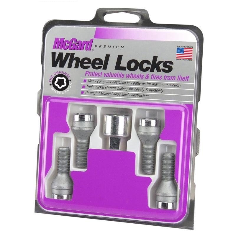 McGard Wheel Lock Bolt Set - 4pk. (Cone Seat) M12X1.5 / 17mm Hex / 22.2mm Shank Length - Chrome 27204 Main Image