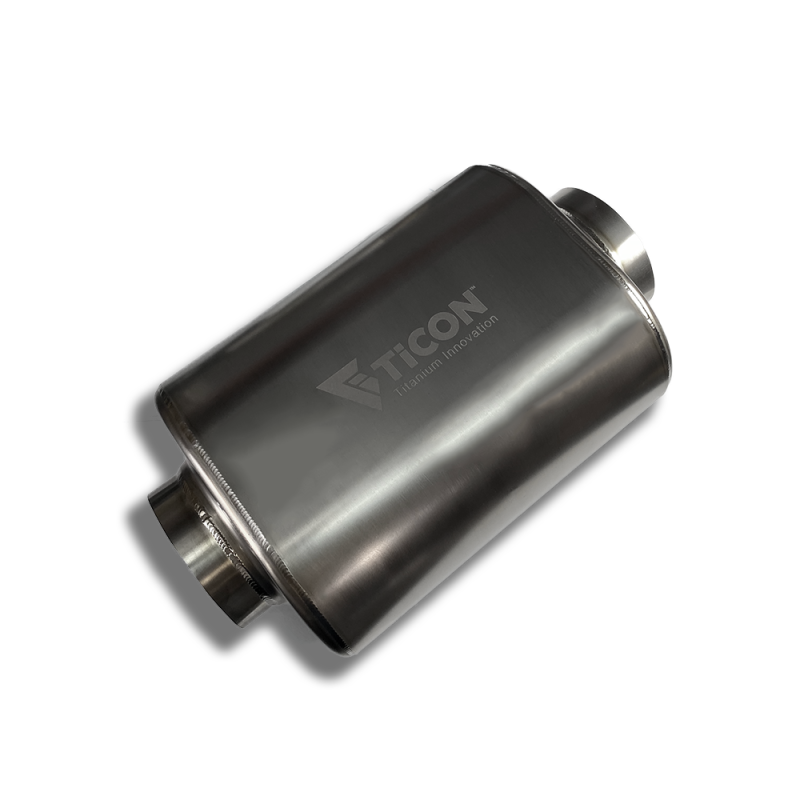 Ticon Industries 2.5in Oval (2.5in Center In / 2.5in Center Out) 17in L Ultralight Titanium Muffler 116-06323-0100