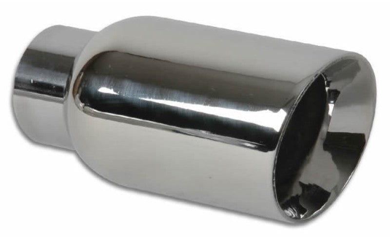 Vibrant 2.5in ID Single 4in OD Round SS Exhaust Tip (Double Wall Angle Cut) 1269