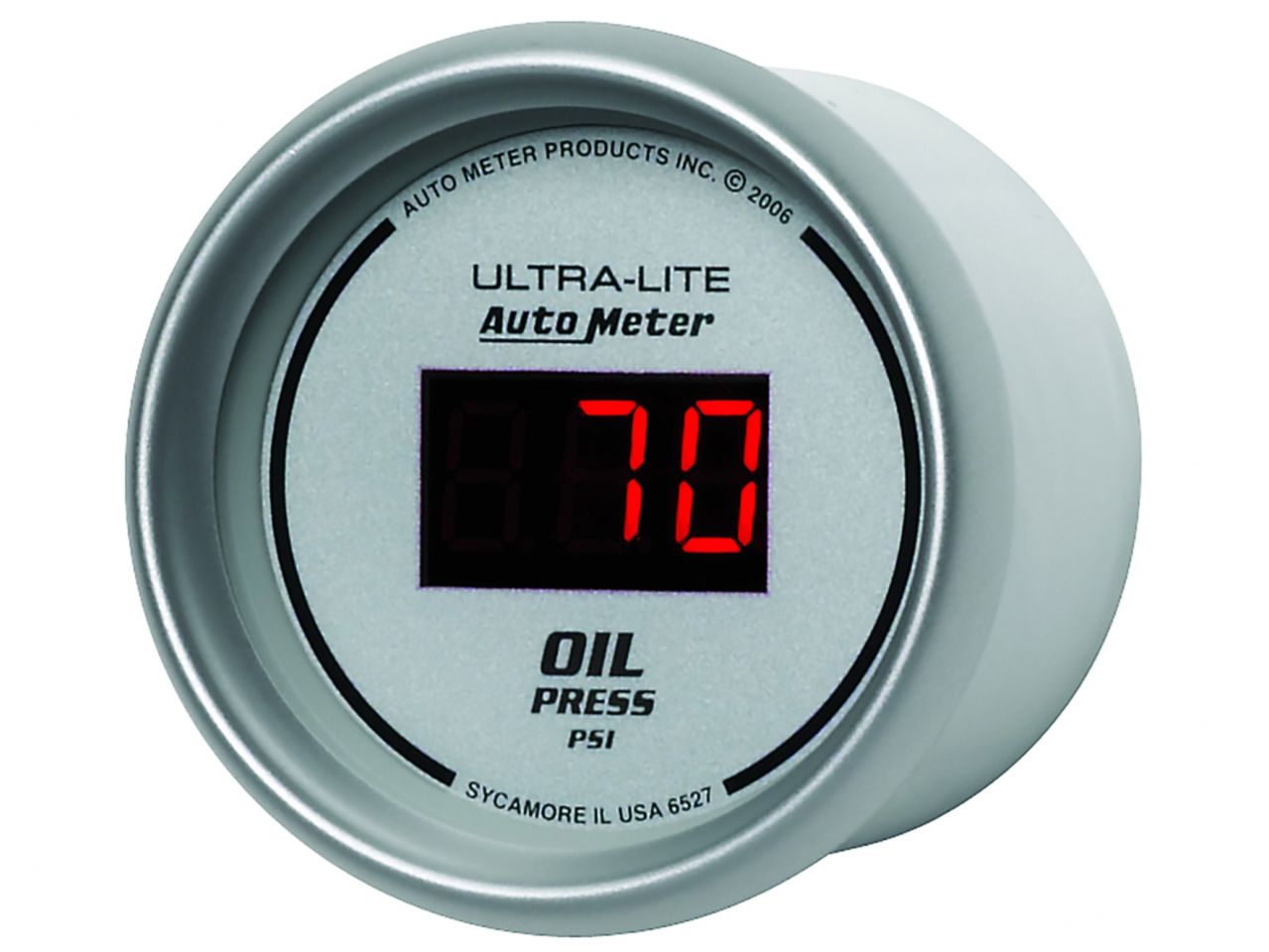 Autometer Gauge, Oil Pressure, 2 1/16", 100Psi, Digital, Silver Dial w/ Red Led