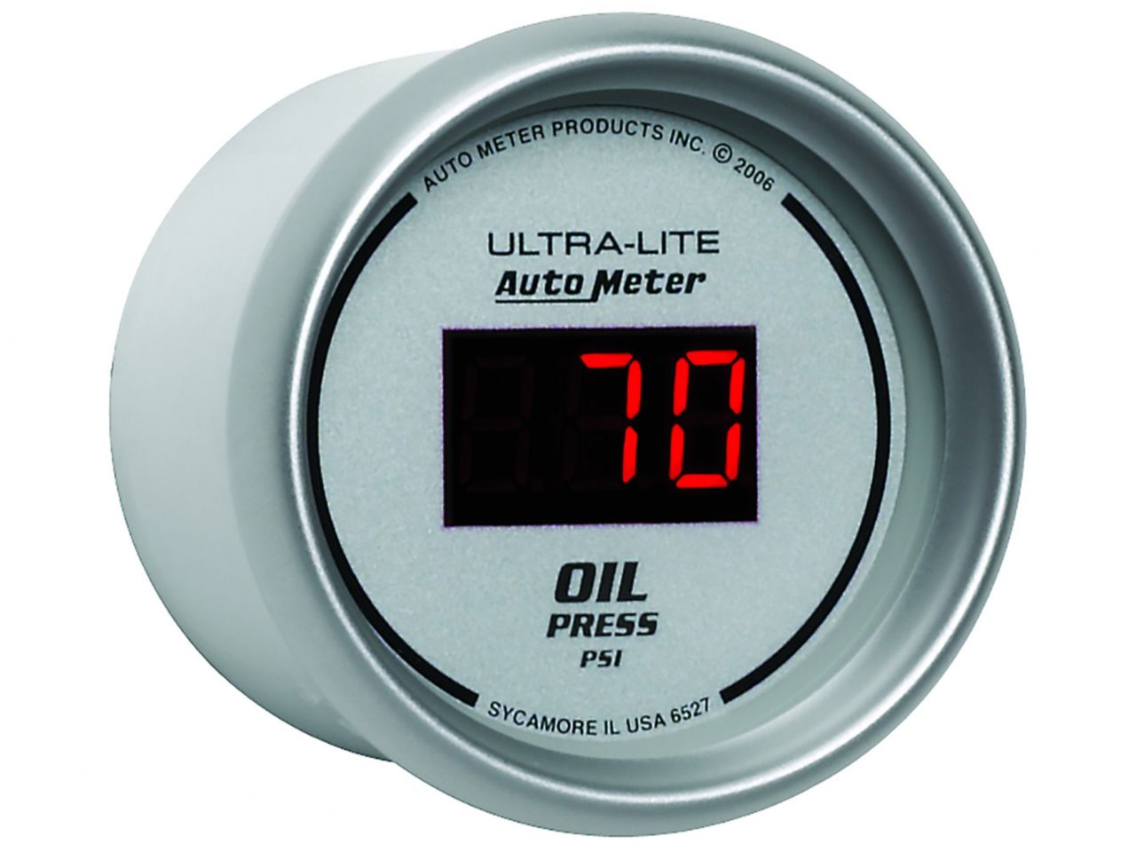 Autometer Gauge, Oil Pressure, 2 1/16", 100Psi, Digital, Silver Dial w/ Red Led