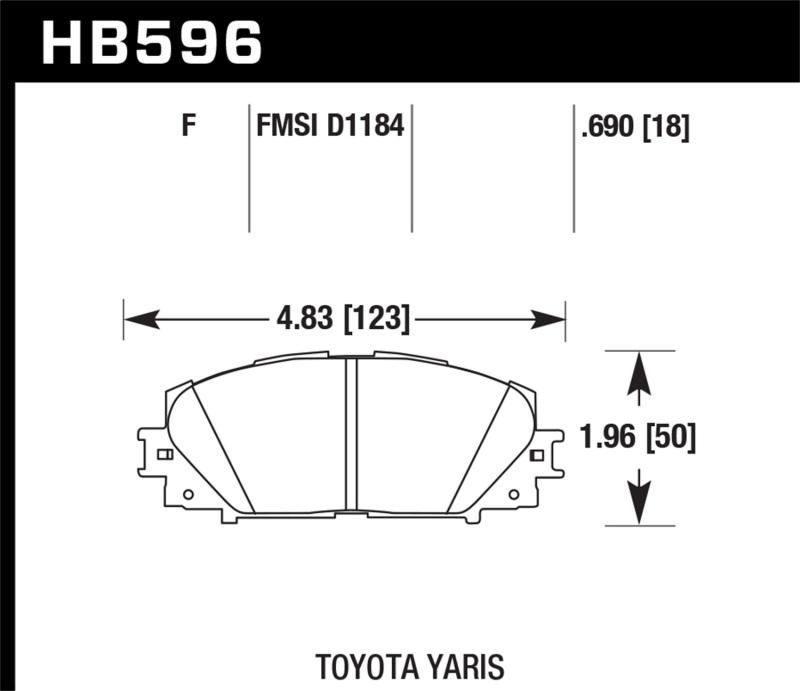 Hawk 07-16 Toyota Yaris HPS 5.0 Front Brake Pads HB596B.690 Main Image