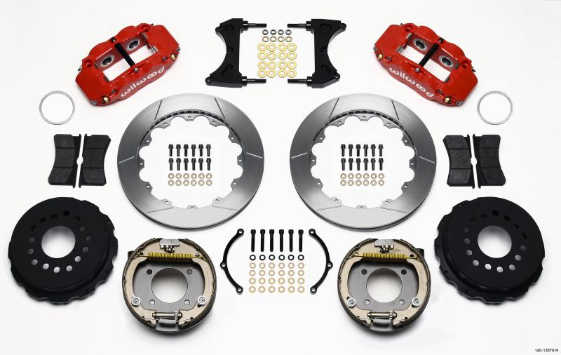 Wilwood Narrow Superlite 4R Rear P-Brk Kit 12.88in Red Chevy 12 Bolt w/ C-Clips 140-13678-R Main Image