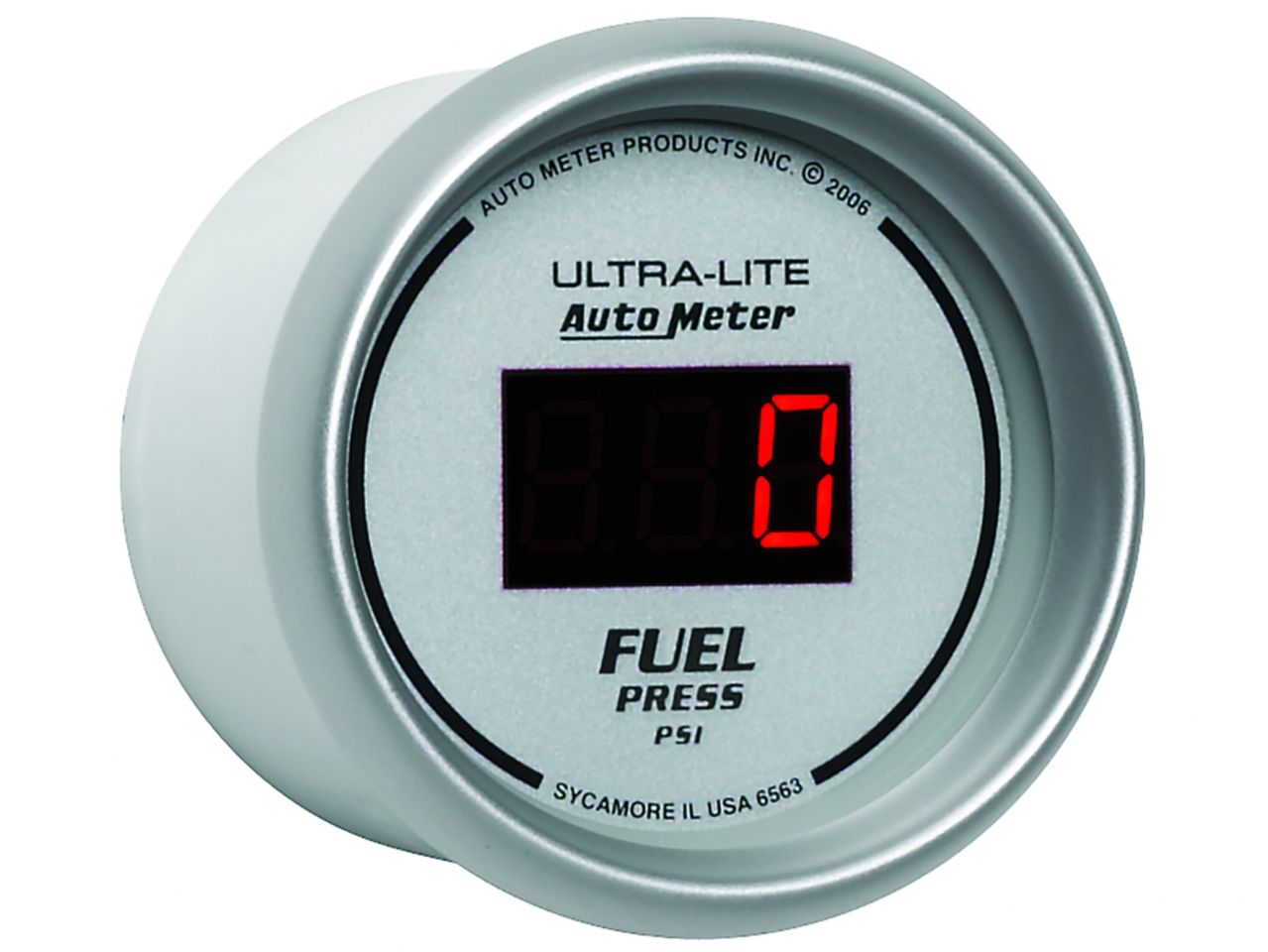 Autometer Gauge, Fuel Pressure, 2 1/16", 100psi, Digital, Silver Dial w/ Red Led