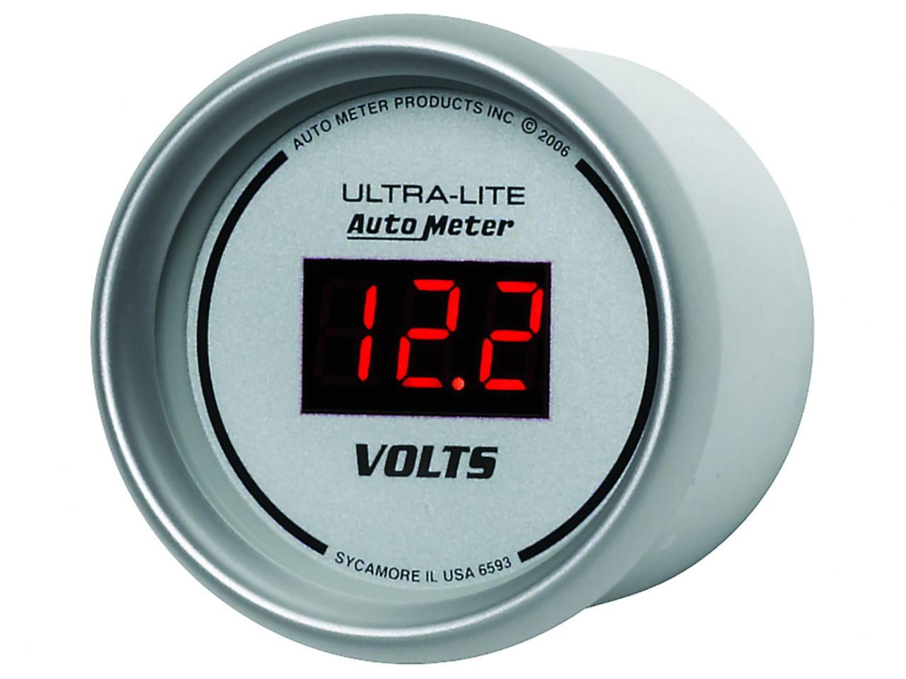 Autometer Gauge, Voltmeter, 2 1/16, 18v, Digital, Silver Dial W/ Red Led