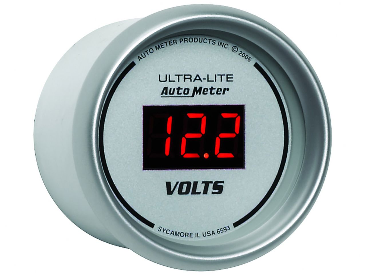 Autometer Gauge, Voltmeter, 2 1/16, 18v, Digital, Silver Dial W/ Red Led