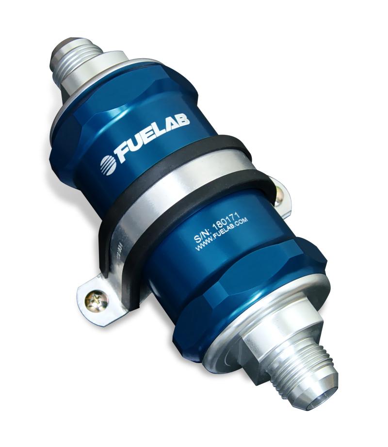 Fuelab 818 In-Line Fuel Filter Standard -10AN In/-12AN Out 10 Micron Fabric - Blue 81800-3-10-12 Main Image