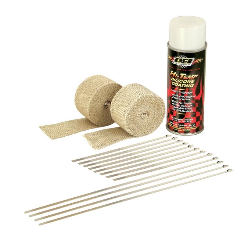 DEI Powersport Motorcycle Exhaust Wrap Kit - Tan wrap w/ White HT Silicone Coating 010332 Main Image