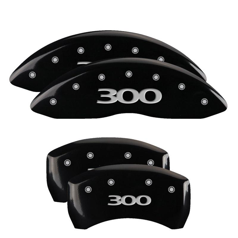 MGP 4 Caliper Covers Engraved Front & Rear 300 Black finish silver ch 32005S300BK Main Image