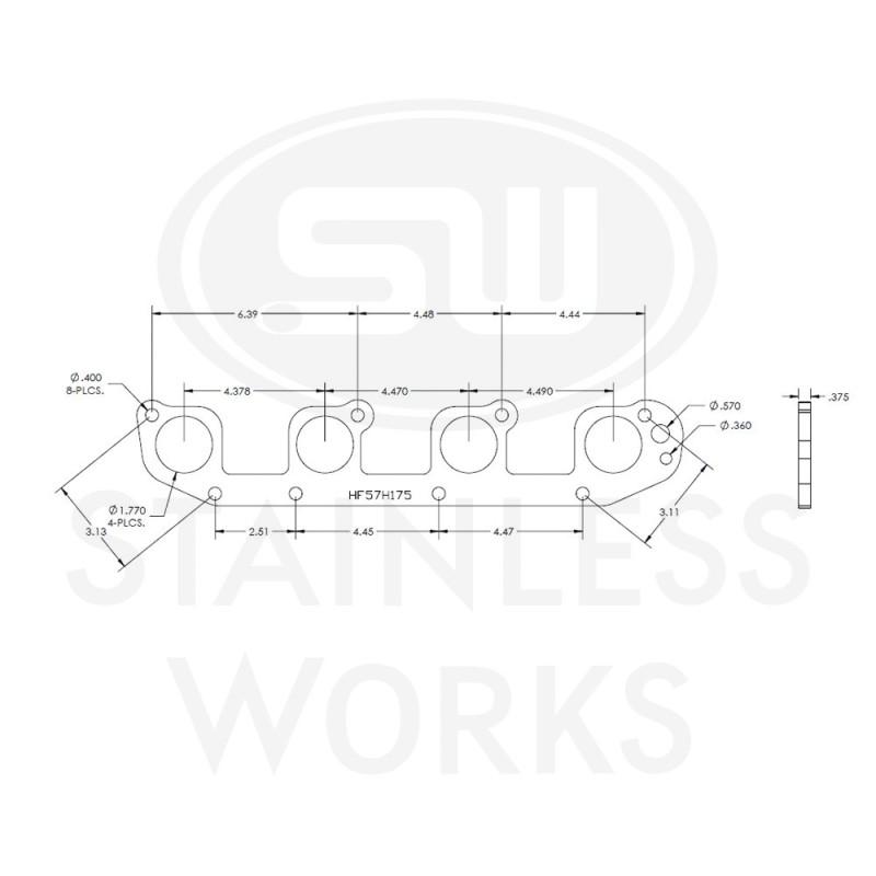 Stainless Works Hemi 5.7L Round Port Header 304SS Exhaust Flanges 1-3/4in Primaries HF57H175 Main Image