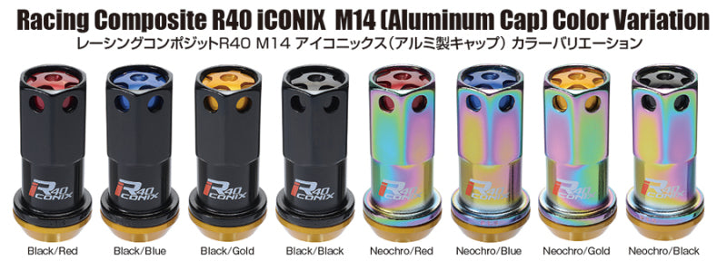 Project Kics 14x1.25 R40 Iconix Lock & Lug Nuts - Neo Chrome w/Gold Cap (16+4 Locks) WRIA15NA