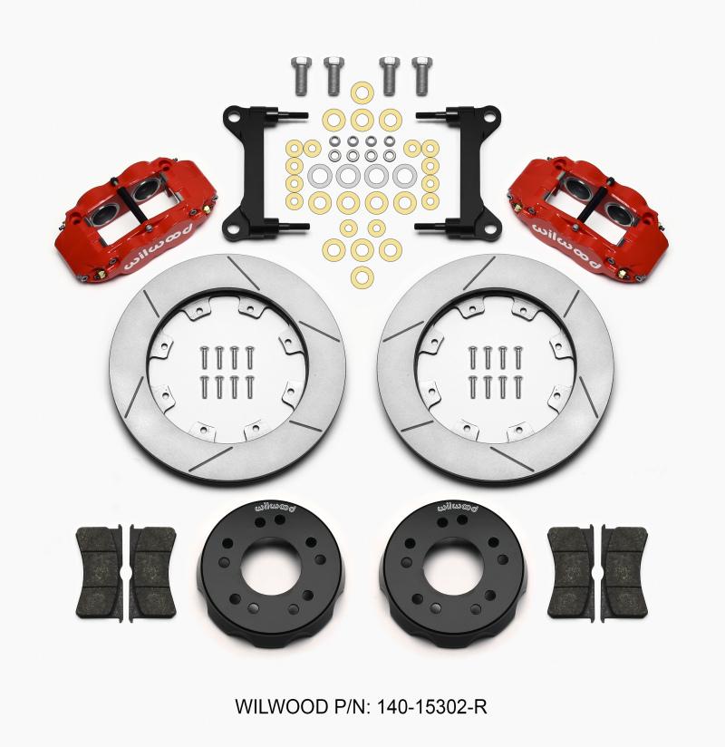 Wilwood Narrow Superlite 4R Front Kit 12.19in Drilled Red 63-87 C10 w/ Wilwood Pro Spindles 140-15302-R Main Image