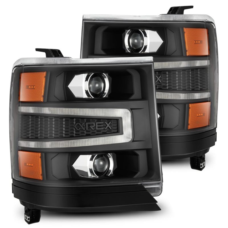 AlphaRex 16-18 Chevy 1500HD LUXX LED Proj Headlights BK w/Seq Actvn Light / SeqSig (Req PN 810023) 880234