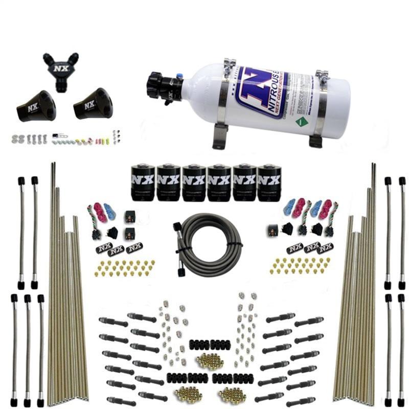 Nitrous Express 8 Cyl Dry Direct Port Three Stage 6 Solenoids Nitrous Kit (200-600HP) w/5lb Bottle 93206-05 Main Image