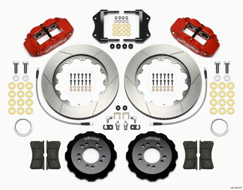 Wilwood Narrow Superlite 6R Front Hat Kit 14.00in Red 2013-Up Ford Focus ST w/ Lines 140-13019-R Main Image