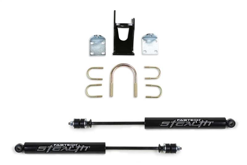 Fabtech 05-20 Ford F250/350 4WD Dual Stealth Steering Stabilizer Kit - Opposing Style FTS8046 Main Image