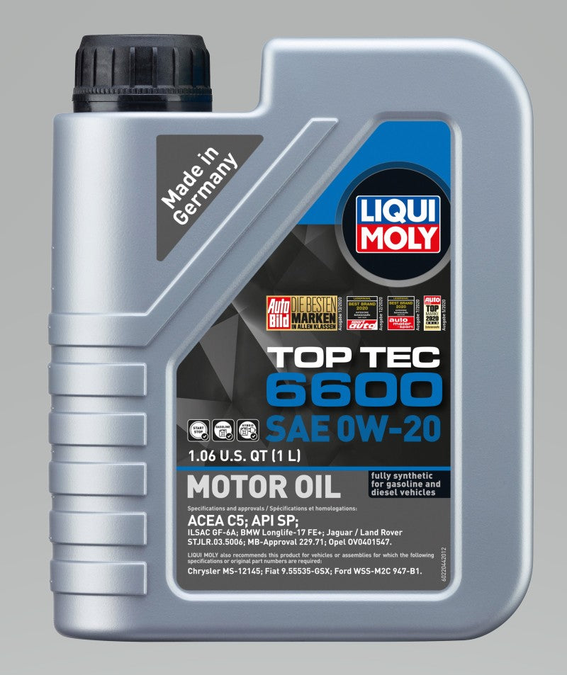 LIQUI MOLY 1L Top Tec 6600 Motor Oil 0W-20 22044