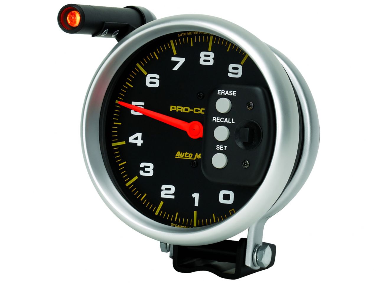 Autometer Gauge, Tach, 5", 9k Rpm, Pedestal w/Quick Lite & Peak Memory, Pro-Comp