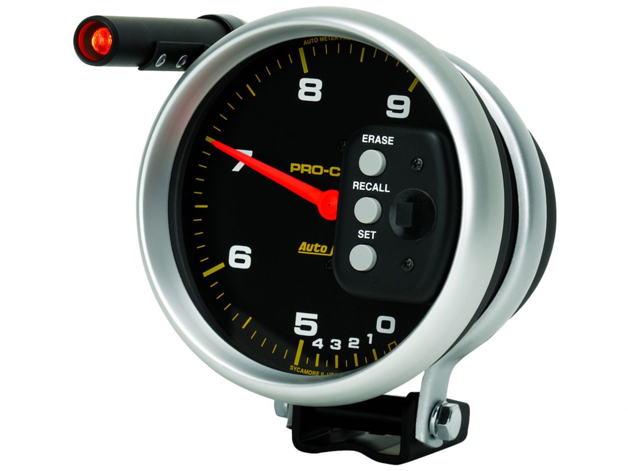 Autometer Gauge, Tach, 5", 9k Rpm, Pedestal Dual Range w/ Quick Lite & Peak Memo