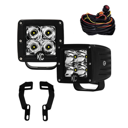 KC HiLiTES 05-15 Toyota Tacoma Pillar/Ditch Mount Light Kit w/3in. C3 LED Spot Beam 12w Lights 97080