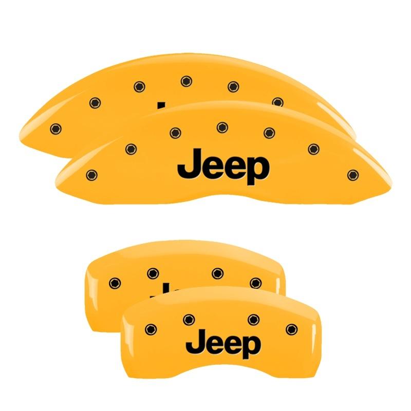 MGP 4 Caliper Covers Engraved Front & Rear JEEP Yellow finish black ch 42003SJEPYL Main Image