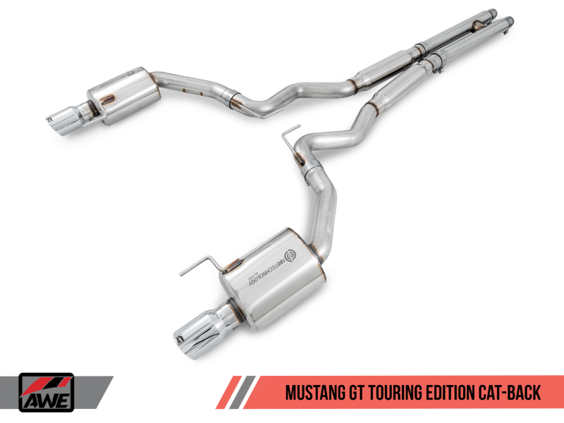 AWE Tuning S550 Mustang GT Cat-back Exhaust - Touring Edition (Diamond Black Tips) 3015-33084 Main Image