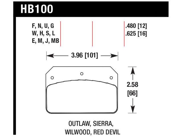 Hawk Brake Pads HB100MB.480 Item Image