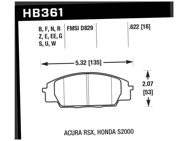 Hawk Street 5.0 Front Brake Pads - Acura RSX Type S 02-05