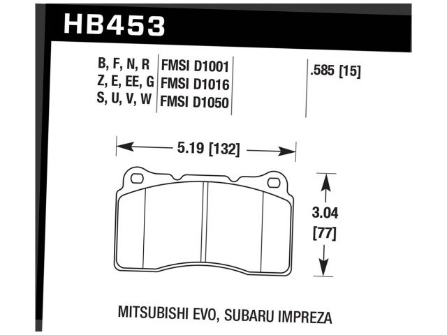 Hawk Street 5.0 Front Brake Pads - Mitsubishi Evo 8-10