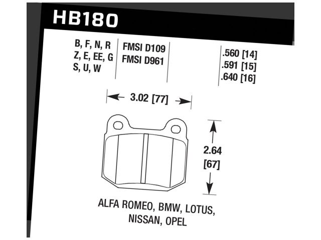 Hawk Blue 9012 Subaru, BMW, Nissan, Mitsubishi (Rear) Motorsports Brake Pad