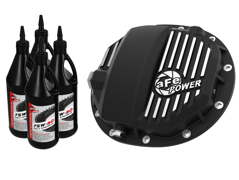 aFe Pro Series AAM 9.5/9.76 Rear Diff Cover Black w/Mach Fins & Oil 14-19 GM Silverado/Sierra 1500 46-71121B