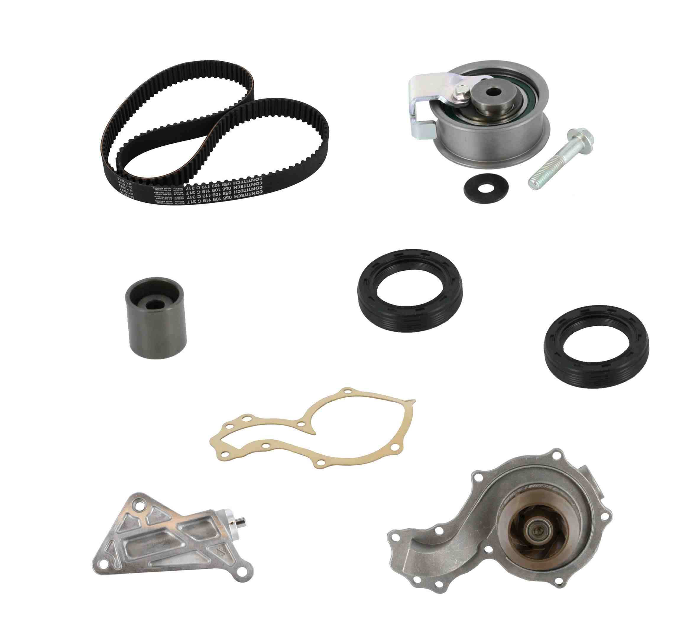 Continental Engine Timing Belt Kit with Water Pump  top view frsport PP317LK2