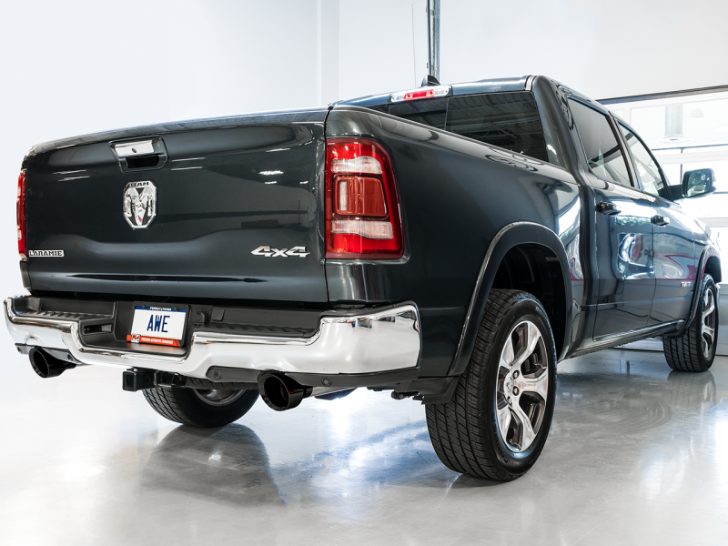 AWE Tuning 19-21 RAM 1500 5.7L (w/Cutouts) 0FG Dual Rear Exit Cat-Back Exhaust - Diamond Black Tips 3015-33006