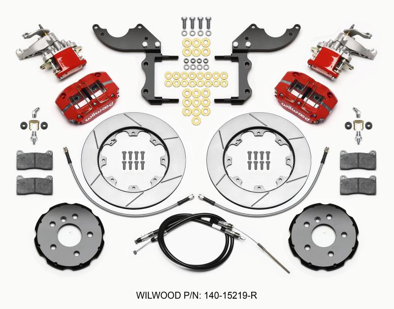 Wilwood Dynapro Radial4 / MC4 Rear Kit 12.19 Red 2014-2015 Mini Cooper w/Lines & Cables 140-15219-R Main Image