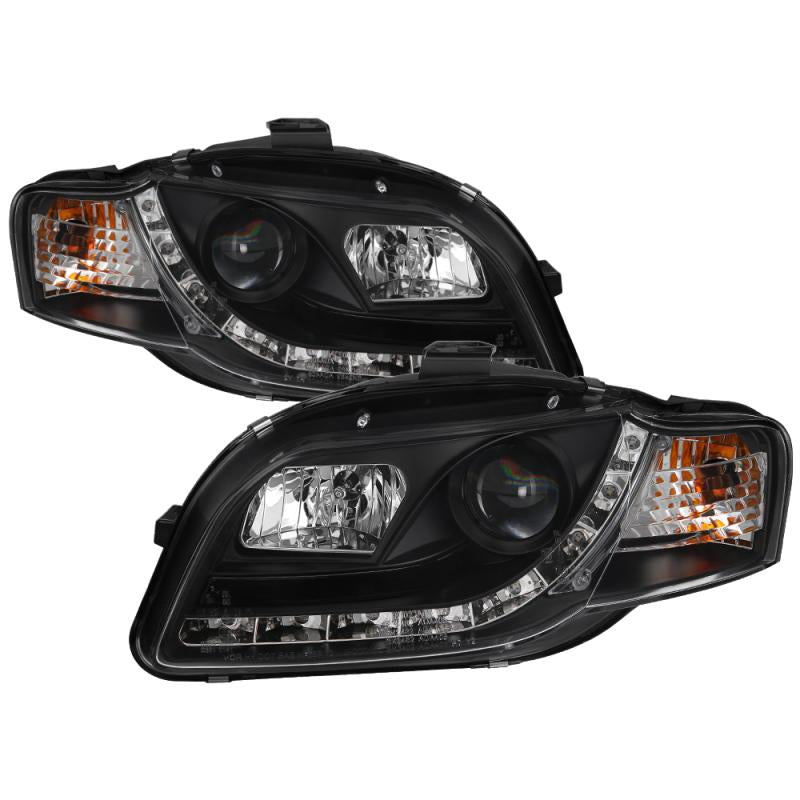 Spyder Audi A4 06-08 Projector Headlights Halogen Model Only - DRL Black PRO-YD-AA405-DRL-BK 5008572 Main Image