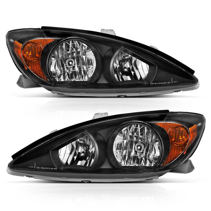 ANZO 2002-2004 Toyota Camry Headlights Black Amber 121538 Main Image