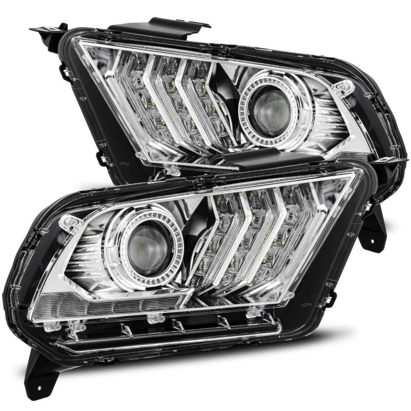 AlphaRex 10-12 Ford Mustang PRO-Series Projector Headlights Plank Style Chrome w/Top/Bottom DRL 880111 Main Image