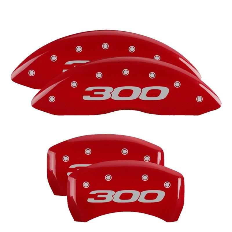 MGP 4 Caliper Covers Engraved Front & Rear 300/2017 Red Finish Silver Char 2014 Chrysler 300 32016S301RD Main Image