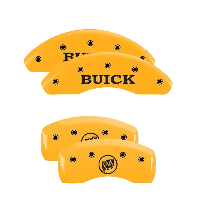 MGP 4 Caliper Covers Engraved Front Buick Engraved Rear Buick Shield Yellow finish black ch 49007SBSHYL Main Image